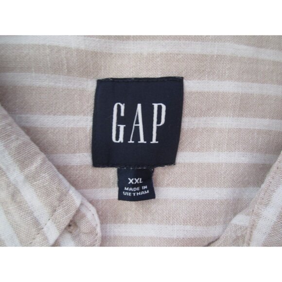 Women's Gap Linen Blend Button Stripe Preppy Long Sleeve Shirt Sz XXL (WB440) - Picture 2 of 9